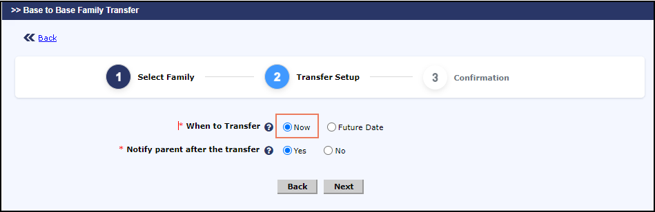 Base to Base Family Transfer Method