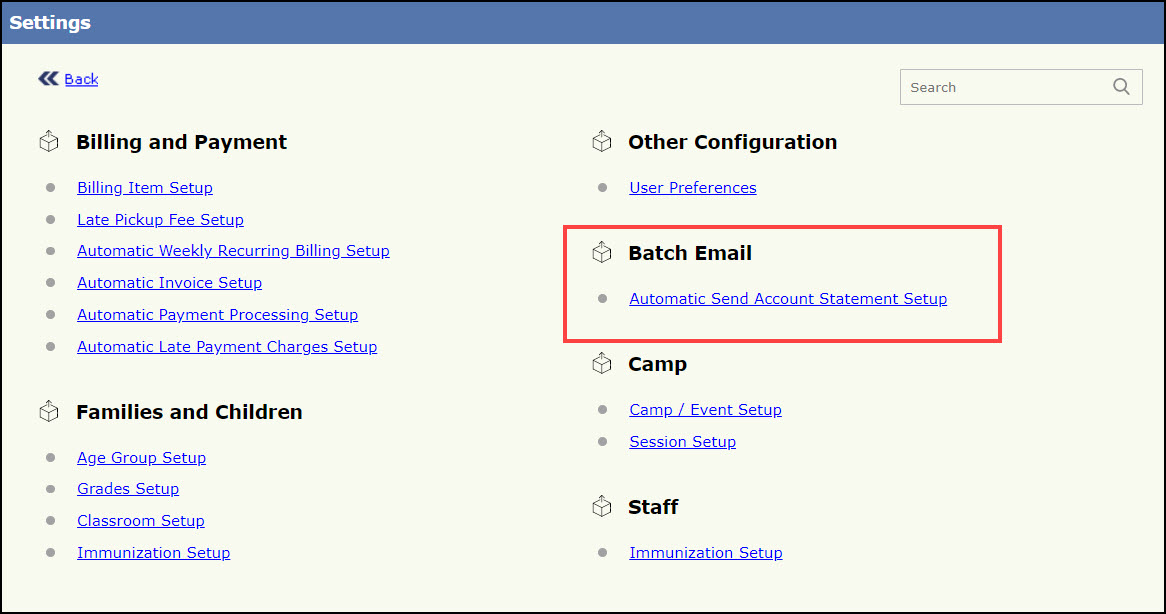 Automatic Send Account Statement Setup