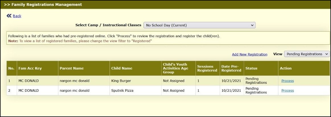 Pending Registration